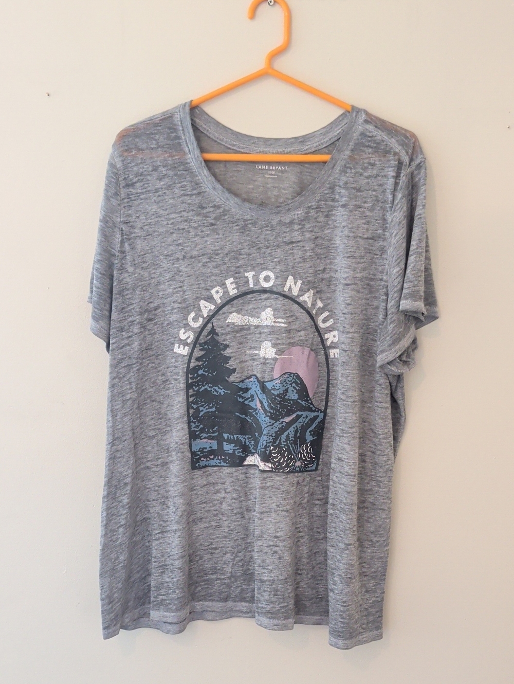 Lane Bryant Gray Graphic 'Escape to Nature' Short Sleeve Tee